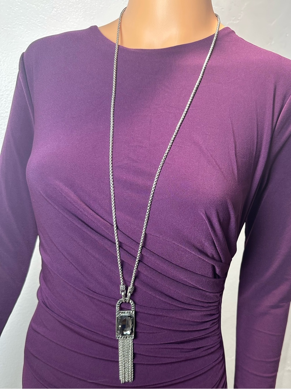 Paparazzi Zi Collection "The Hope" Statement Tassel Necklace Silver Grey